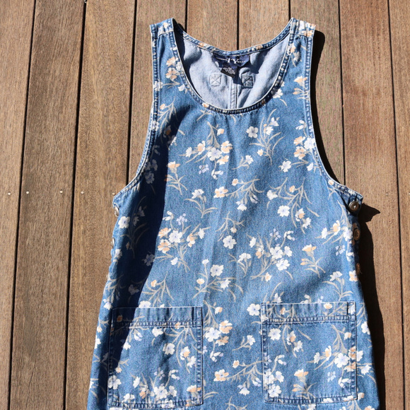 Original TY Wear Dresses & Skirts - Vintage | 90s Floral Denim Jumper Dress